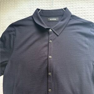 NAADAM Navy Short-Sleeve Button Polo